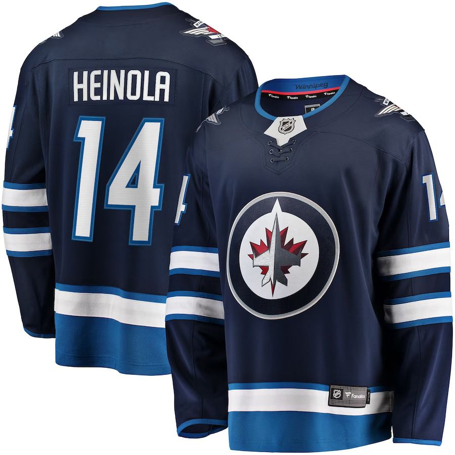 Men Winnipeg Jets #14 Ville Heinola Fanatics Branded Navy Home Breakaway Player NHL Jersey